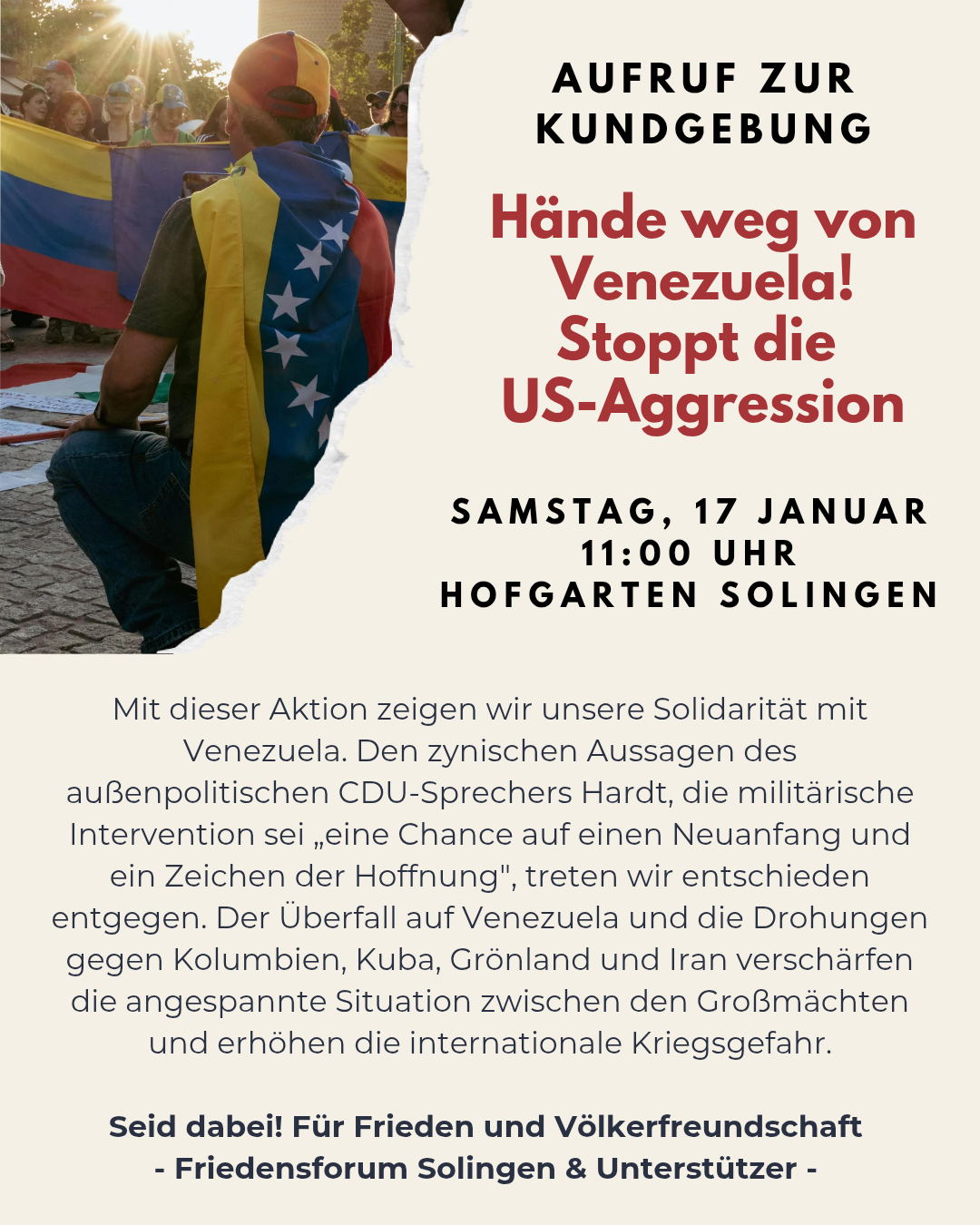 Kundgebung Hände weg von Venezuela